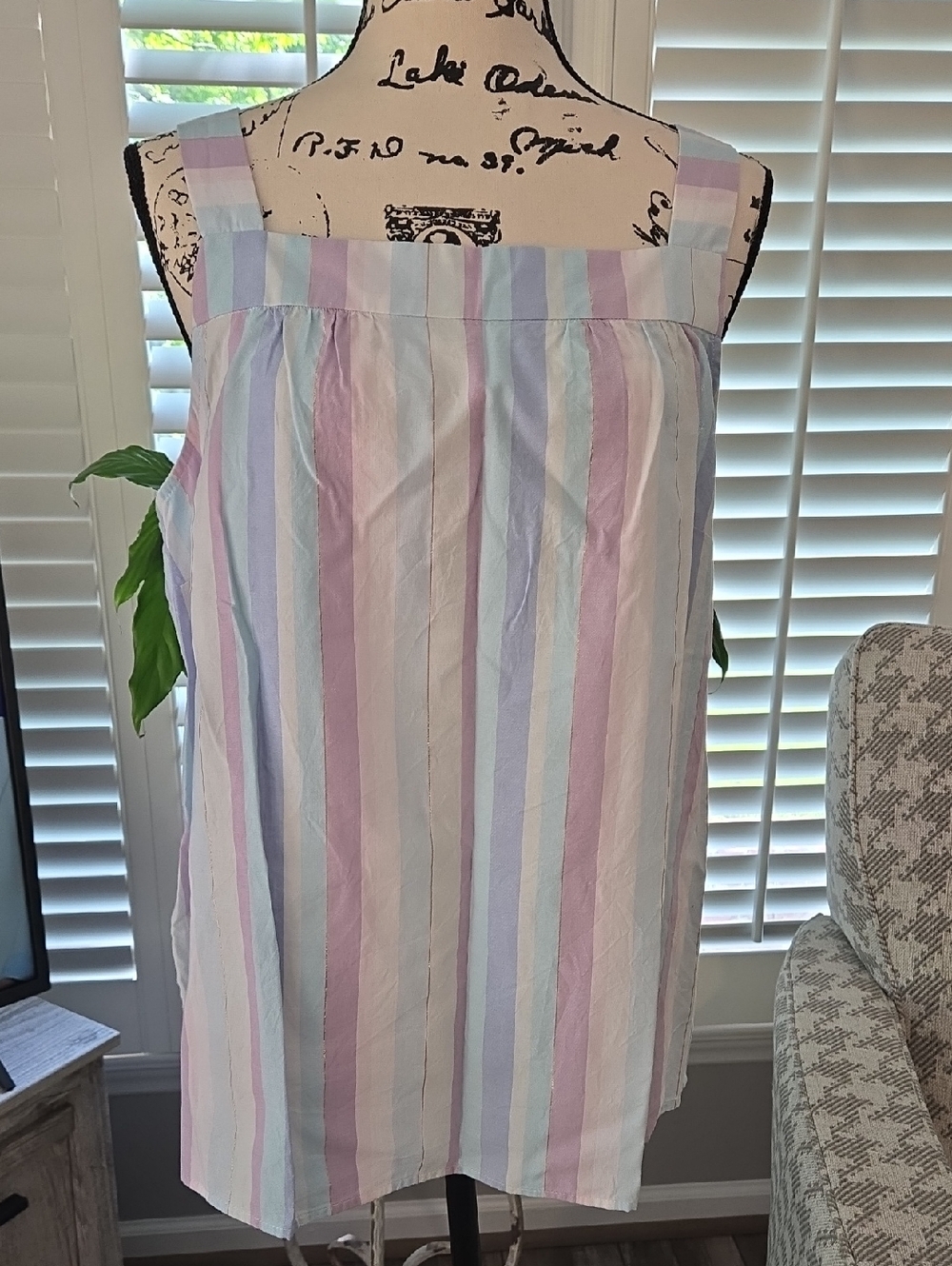 Talbots Pastel Striped Sleeveless Tunic Top